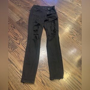 American Eagle Outfitters Black Ripped Skinny Jeans